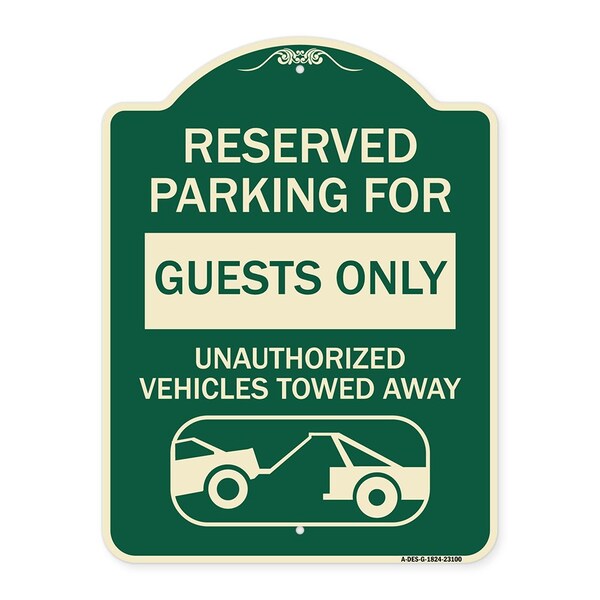 Reserved Parking for Guests Only Unauthorized Vehicles Towed Away With Tow Away Grap, G-1824-23100